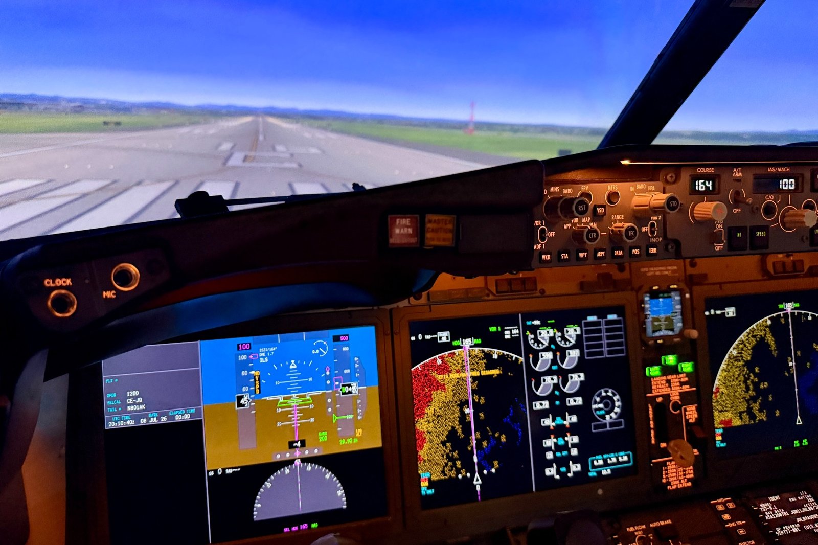 Full-motion airline flight simulator cockpit