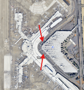 SEA Airport shuttle pickup arrows for 1C and 3A